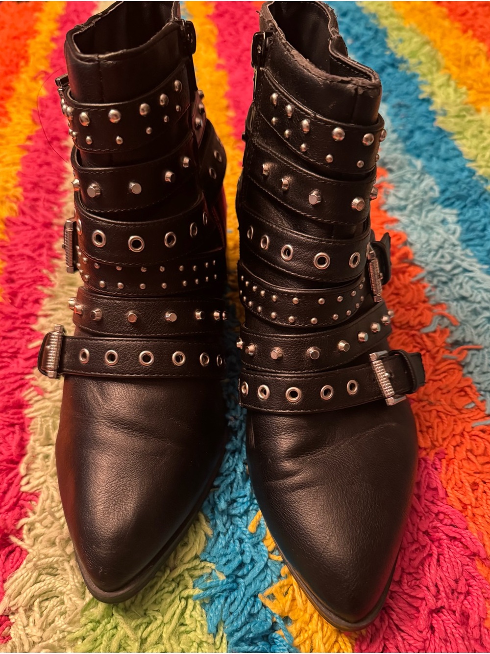 Fergalicious Black Studded Pointed Ankle Booties
